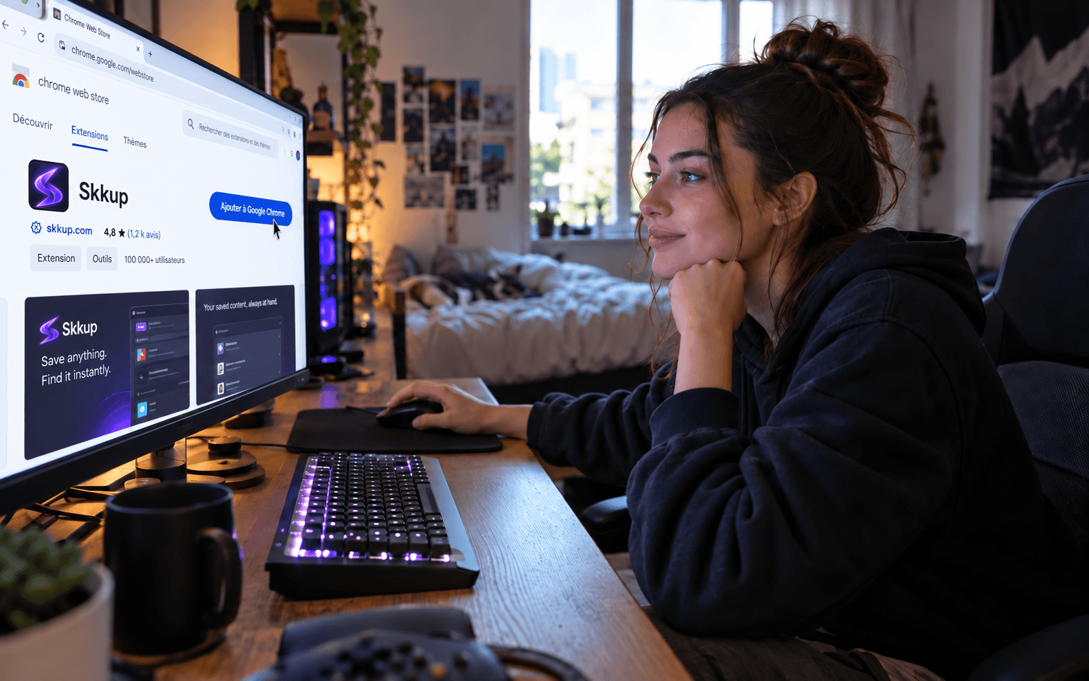Un viewer installe l’extension Skkup sur son ordinateur
